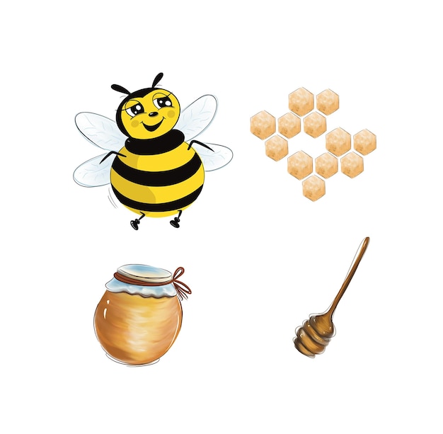 une abeille est montrée avec une abeille dessus