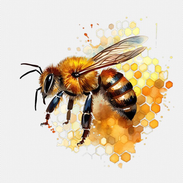 PSD abeille peinte à l'aquarelle