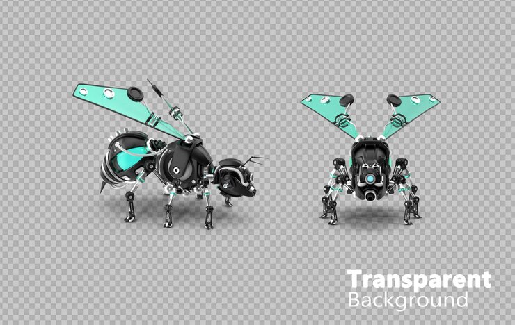 PSD une abeille robot sur un fond transparent