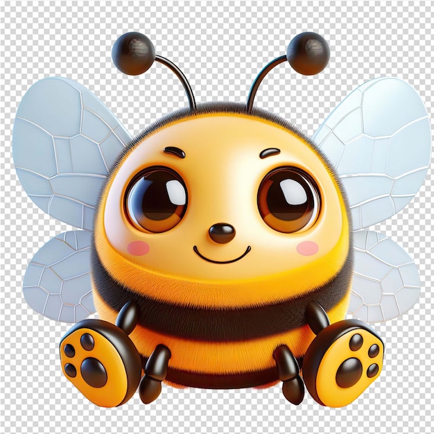 PSD une abeille avec un sourire sur le visage et le mot abeille sur le front