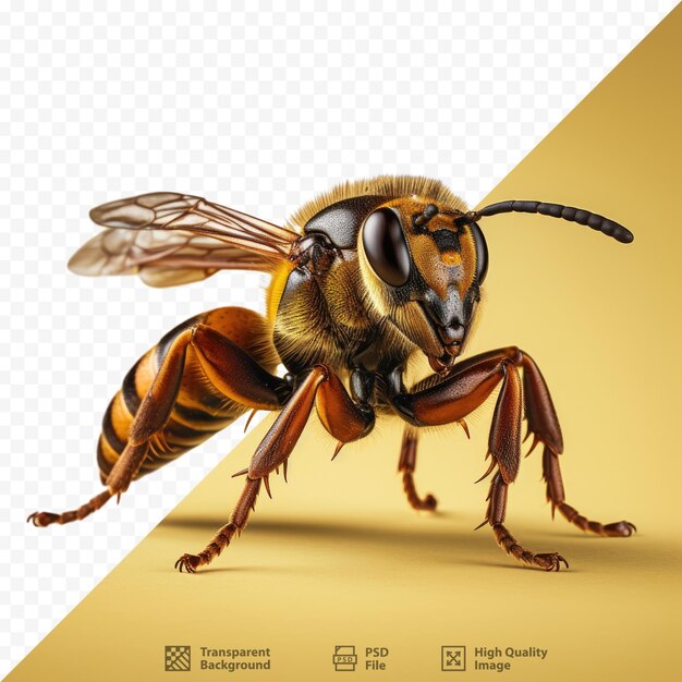 PSD une abeille avec un visage jaune et une image en noir et blanc d'une abeille.