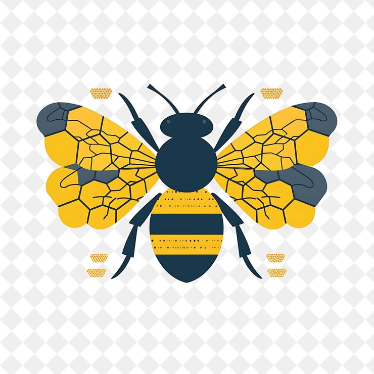 PSD una abeja con alas amarillas y un fondo negro y amarillo