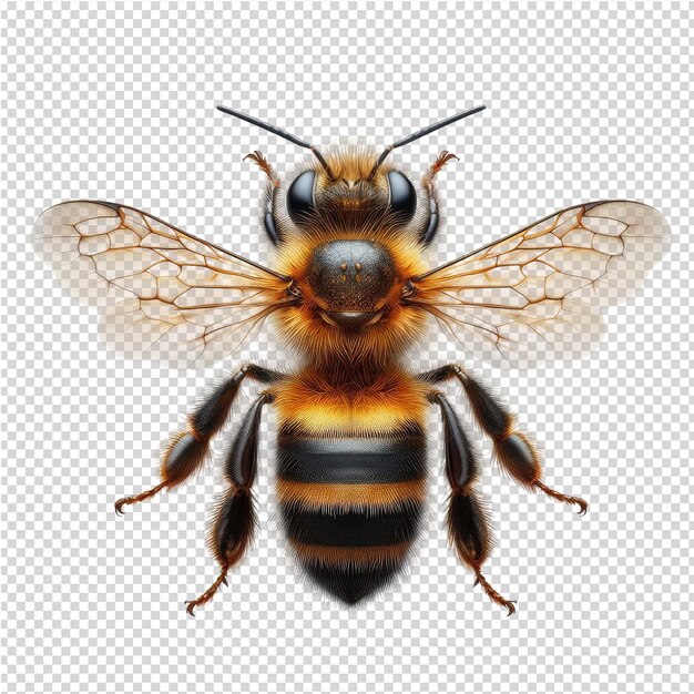 PSD una abeja con un cuerpo amarillo y un fondo blanco y negro