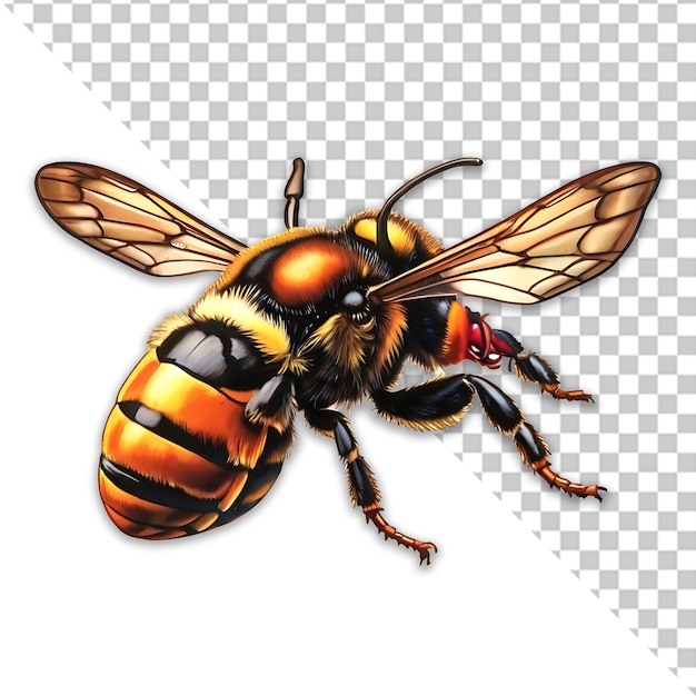 PSD abeja con cuerpo amarillo fondo transparente psd