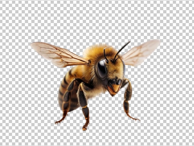 PSD una abeja impresionante está volando sobre un objeto transparente