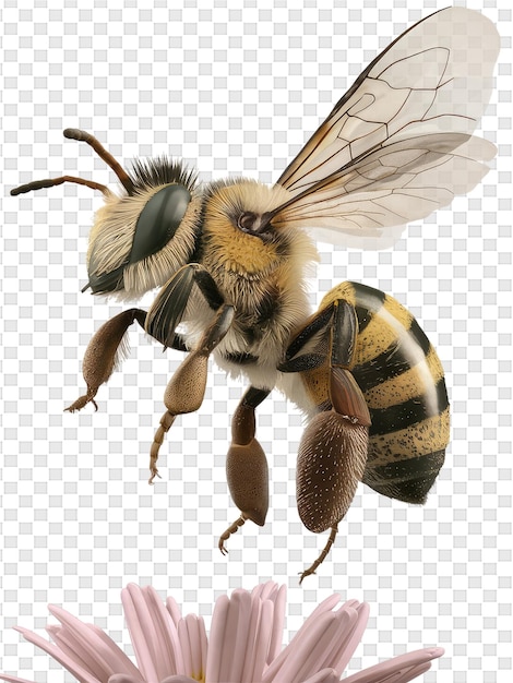 PSD una abeja se muestra en un fondo blanco con una imagen de una abeja