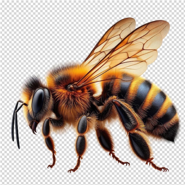 PSD una abeja con una nariz negra y un pico amarillo