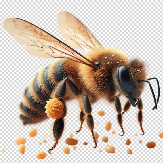 Una abeja con un panal de miel y una abeja en él