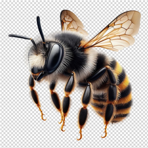 PSD una abeja con un pico amarillo y manchas negras en su cara