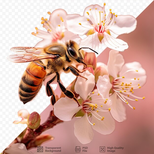 PSD abeja de primavera en la floración de un árbol