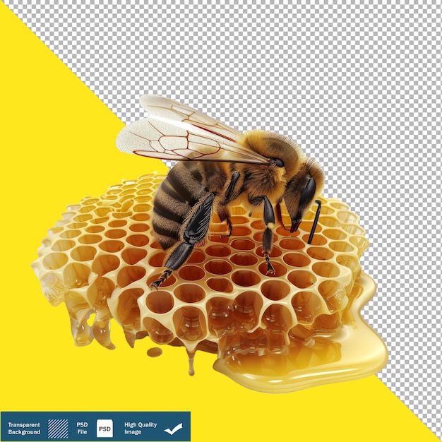 Abelha em sweet honeycomb ángulo múltiplo em fundo branco fundo transparente png psd