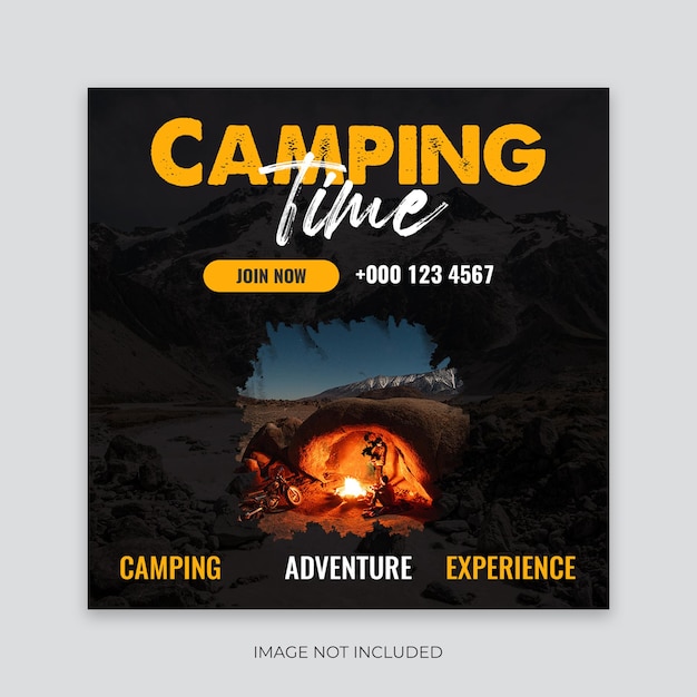 PSD abenteuer-campingzeit social-media-beitragsvorlage camping-social-media-web-banner