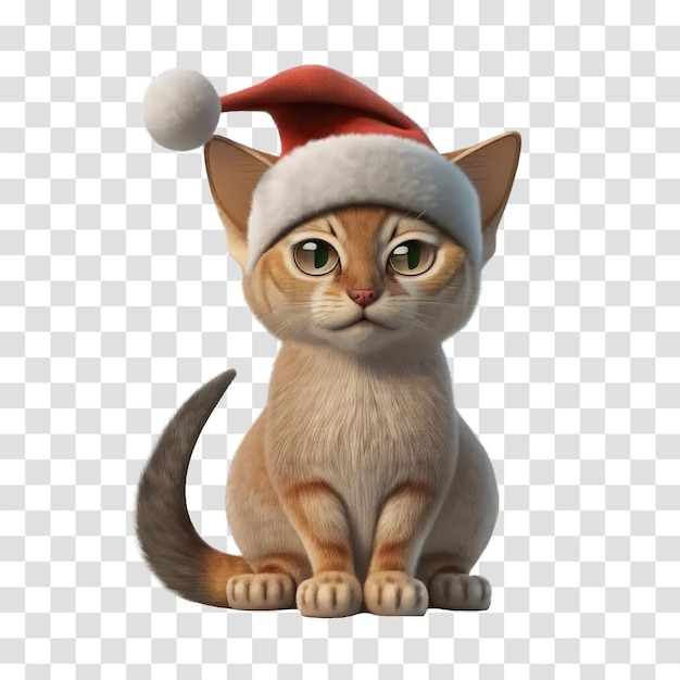 Abessinierkatze, die einen Weihnachtshut trägt