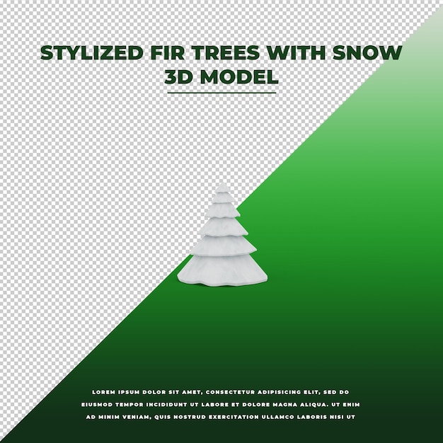 Abetos estilizados con nieve modelo 3d aislado