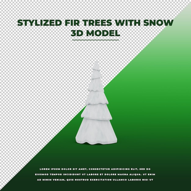 PSD abetos estilizados con nieve modelo 3d aislado