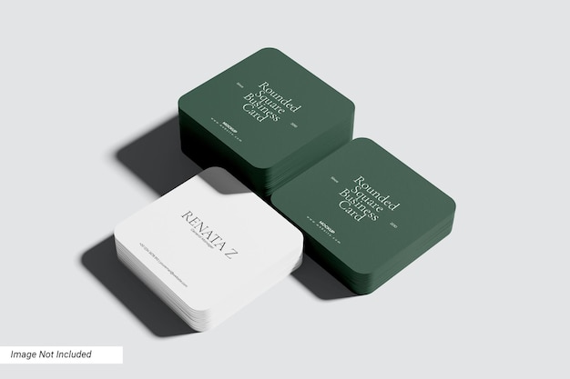 Abgerundete Eckquadrat-Visitenkarte-Mockup