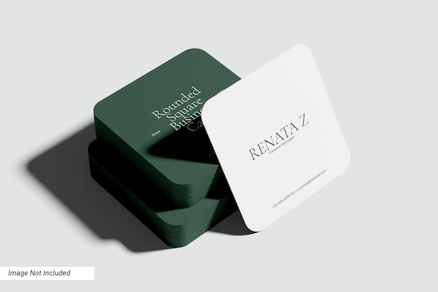 Abgerundete Eckquadrat-Visitenkarte-Mockup