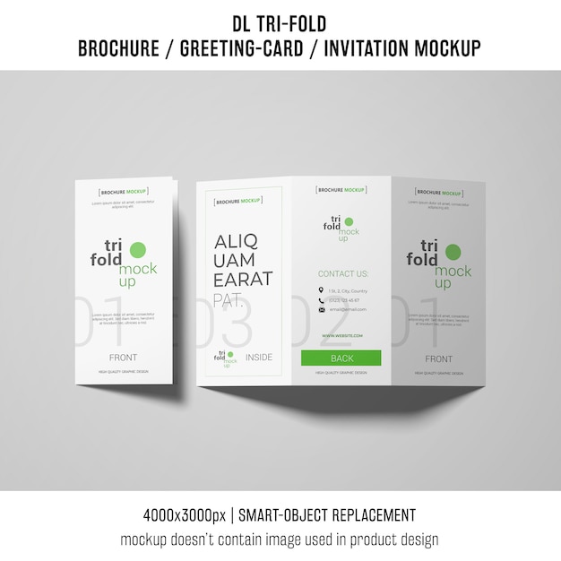 abierto y cerrado folleto triple o maqueta de invitación