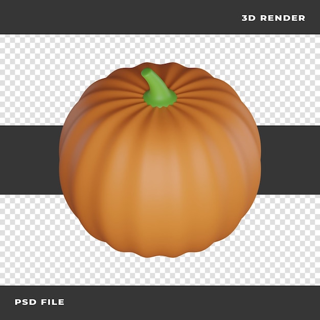 PSD abóbora 3d renderizada em fundo transparente