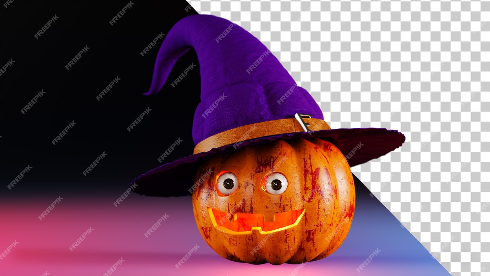 Abóbora de halloween com cara assustadora e salpicos coloridos