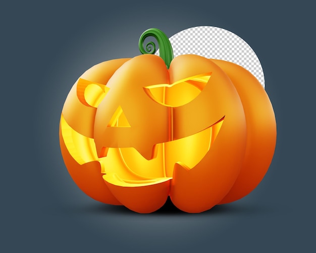 PSD abóbora de halloween com luz dentro de renderização 3d