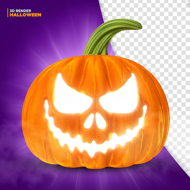 PSD abóbora de halloween em 3d renderização para composição