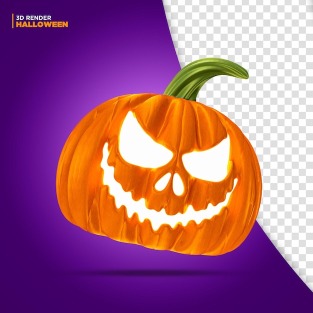 PSD abóbora de halloween em 3d renderização para composição