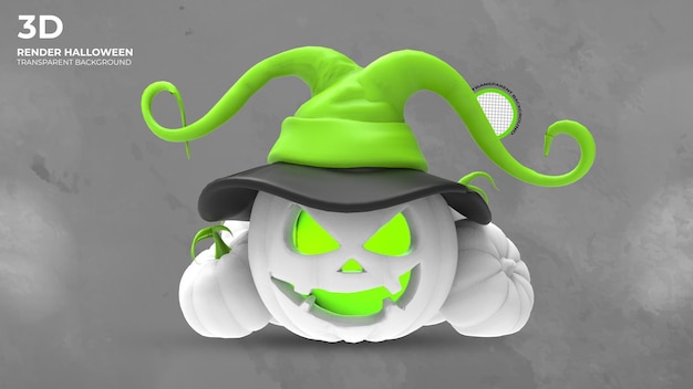 Abóbora de lanterna com chapéu de halloween 3d render