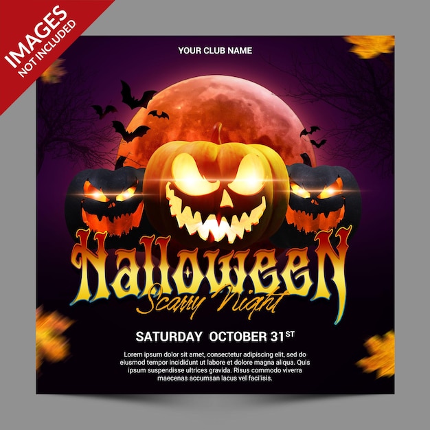 Abóbora halloween night party promoção para mídia social post premium template