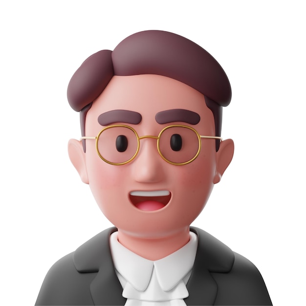 PSD abogado icono 3d para personas avatar