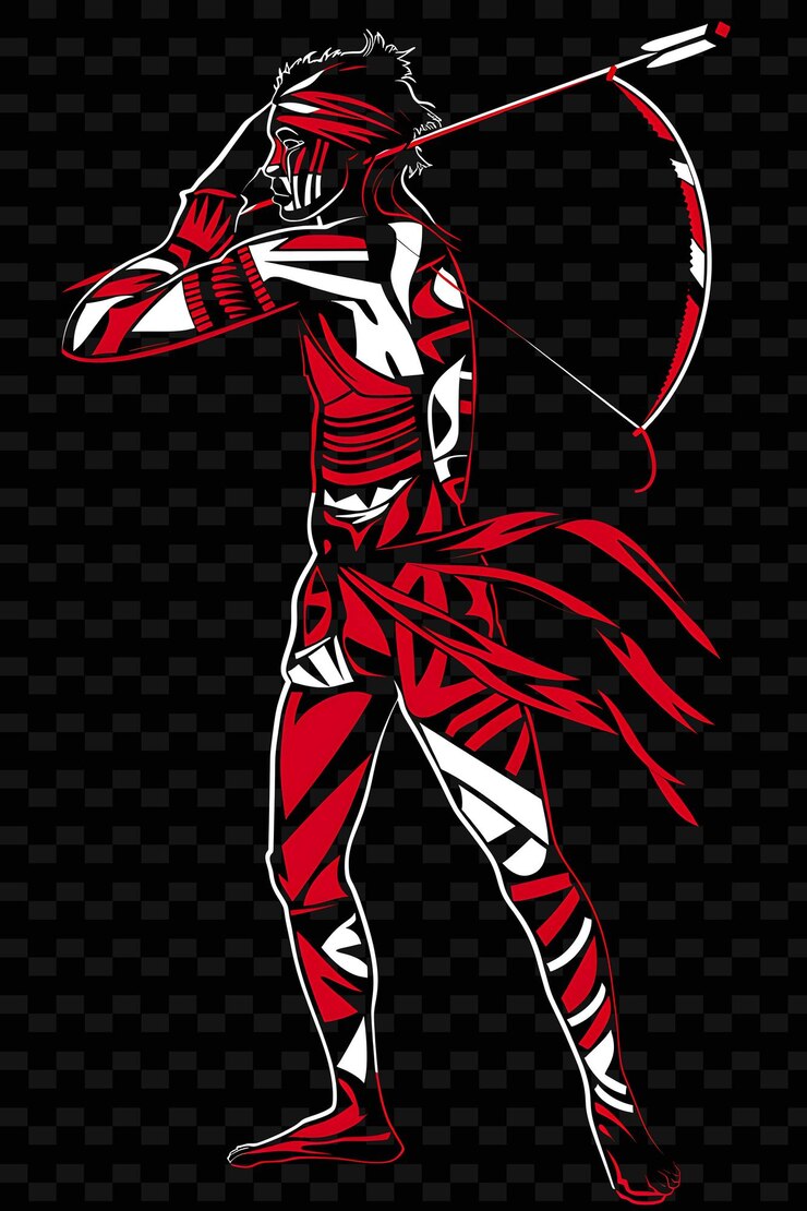 PSD aboriginal australian warrior with a boomerang and a traditi flat illustration character portraits