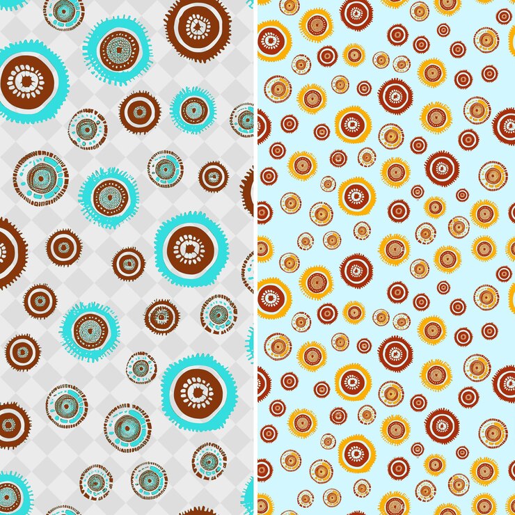 PSD aboriginal dot painting patterns with circles and natural el creative abstract geometric vector