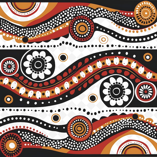 Aboriginal con pintura de puntos Diseño de línea fronteriza Decorado con ingenio PNG Diseños únicos de motivos estilizados