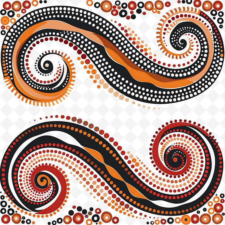 PSD aboriginal con pintura de puntos diseño de línea fronteriza decorado con ingenio png diseños únicos de motivos estilizados