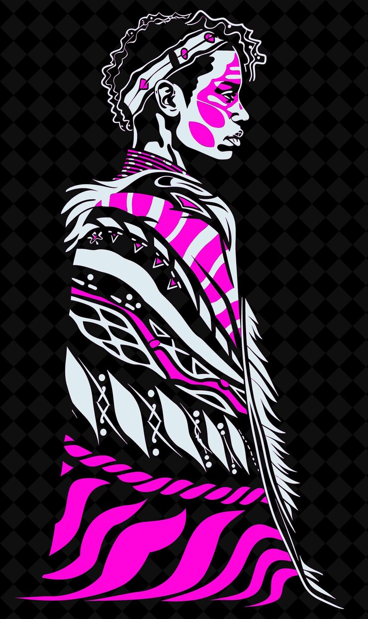 PSD aboriginal woman portrait wearing a traditional kangaroo ski lebendiges farbdesign png-kollektionen