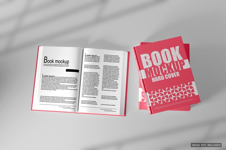 Abre maquetas de libros PSD objeto inteligente completamente editable con sombra