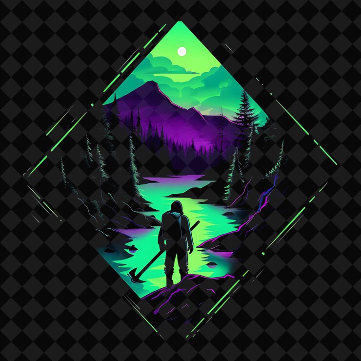 PSD abre el mundo de personajes de guerra y el paisaje natural con collages de arte brillante de diseño inspirado en y2k png