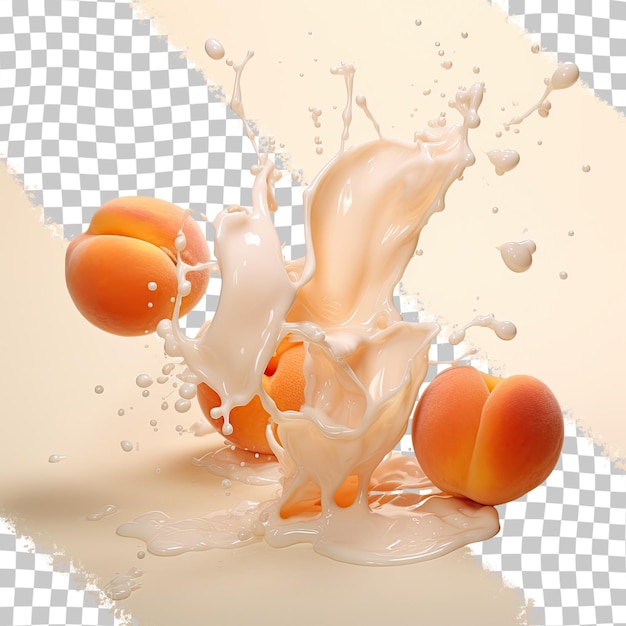 PSD abricotes en leche aislados sobre un fondo transparente
