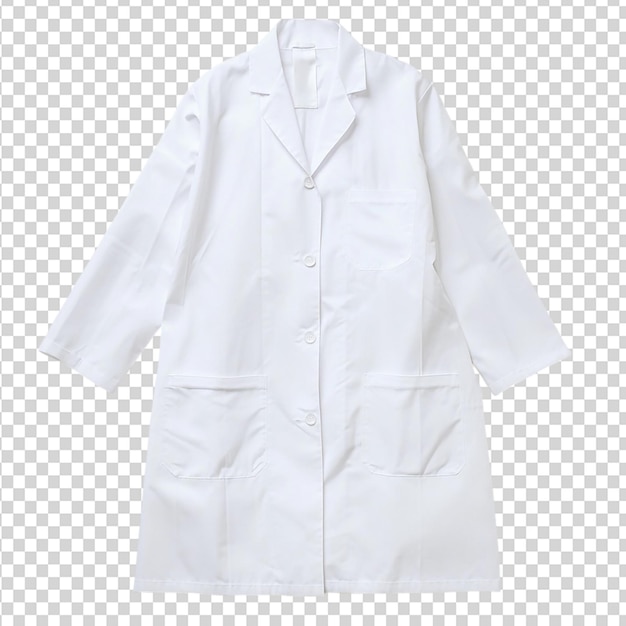 Un abrigo de laboratorio blanco aislado sobre un fondo transparente