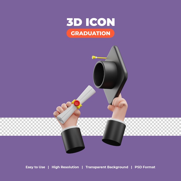 Abschlussfeier der studenten mit 3d-render-icon-illustration