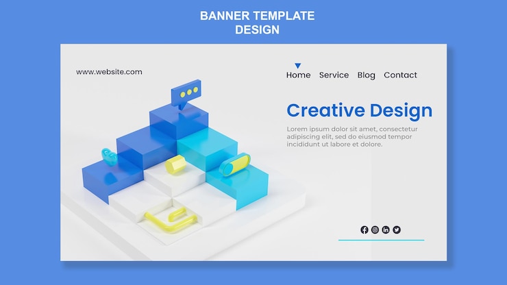 PSD abstrack isometric design landing page template