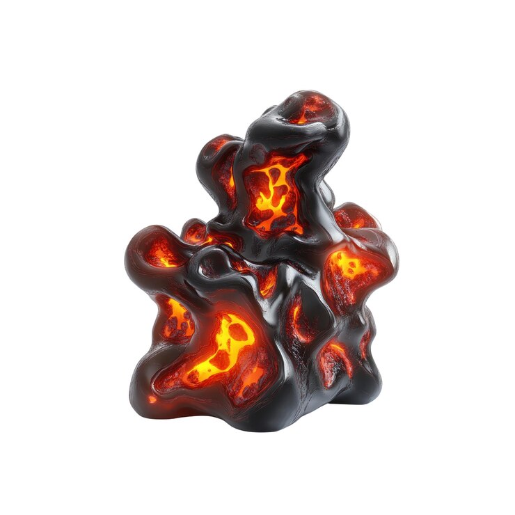PSD abstract 3d render of glowing lava rock