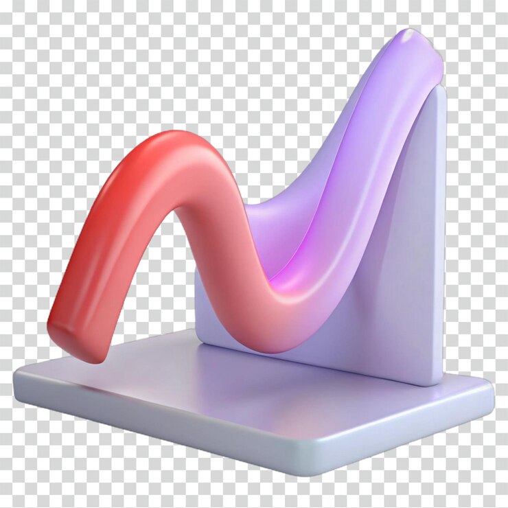 PSD abstract 3d render pink and purple wave forms on platform