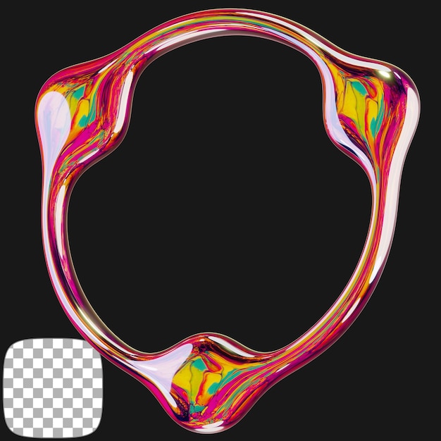Abstract 3D Rendered Circular Fluid Shape con colori iridescenti