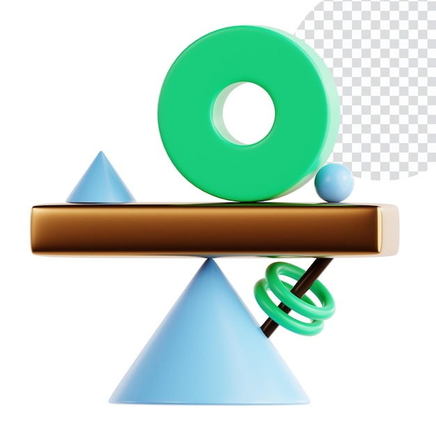 Abstract 3D-Rendering von geometrischen Formen in perfektem Gleichgewicht