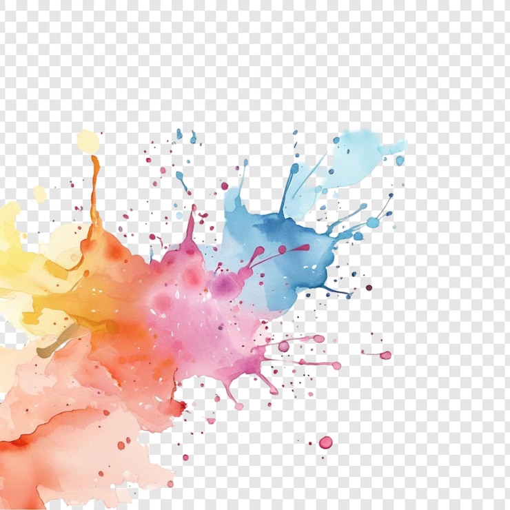 PSD abstract acquerel splash blu viola arancione paint blot splatter drip burst texture design