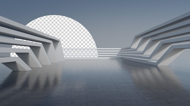 Abstract architecture design of modern building Empty parking area floor and concrete wall