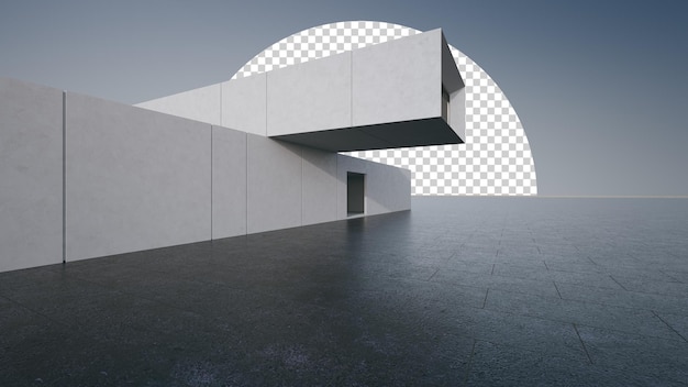Abstract architecture design of modern building Empty parking area floor and concrete wall