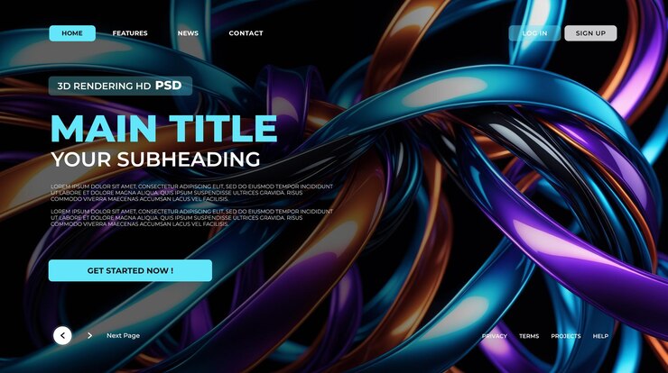 PSD abstract art landing page