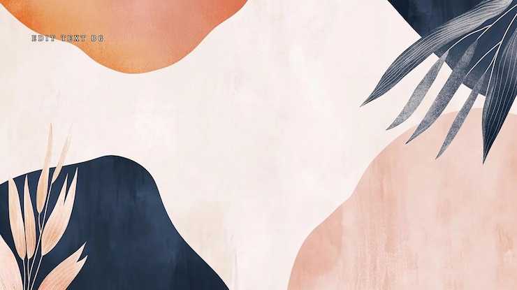 PSD abstract art print with organic shapes plants and neutral colors